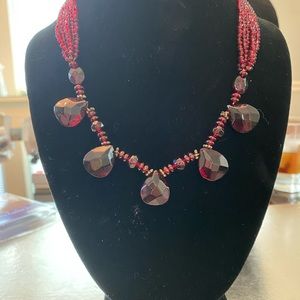 Monet Burgundy stone multi strand necklace